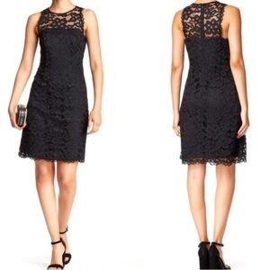 Shoshanna Black Floral Lace Sheath Sleeveless Mini  Dress